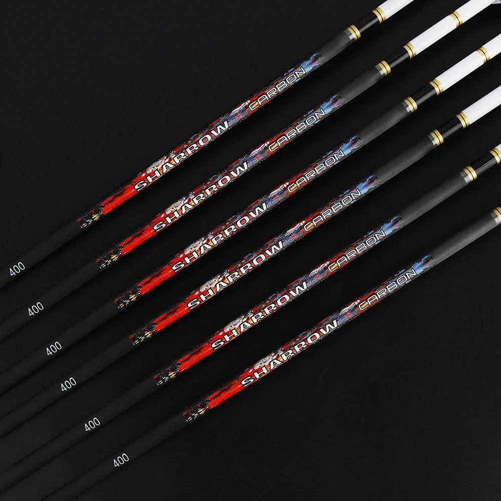 12pcsArchery Arrows Pure Carbon Spine 250/350/400/500/600 ID 6.2mm with 4inch Turkey Feather for Bow Shooting Hunting Accessories
